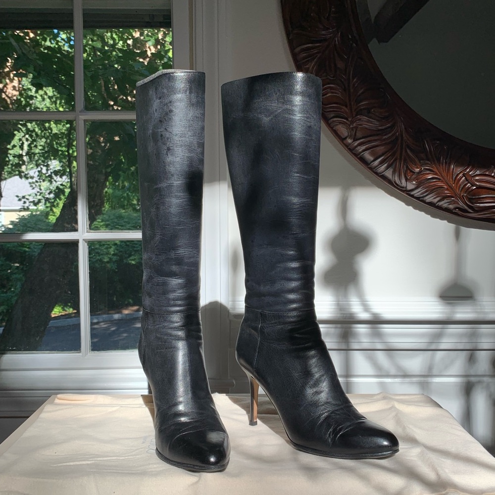 Jimmy Choo Kirby Black Leather Knee-High Boots